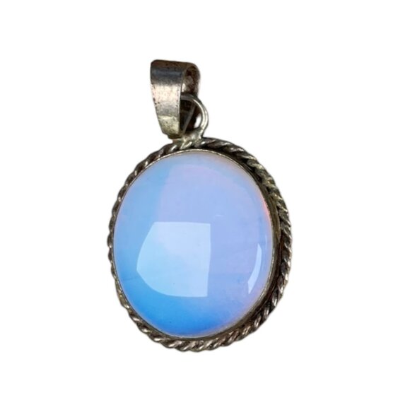 Blue Opalite Gem Stone Oval Necklace Pendant Jewelry Without Chain - Picture 4 of 13